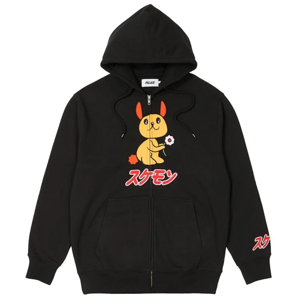 NWOT PALACE HOODIE XL BLACK ZIP UP JAPANESE ANIME GRAPHIC FLOWER - SMALL
